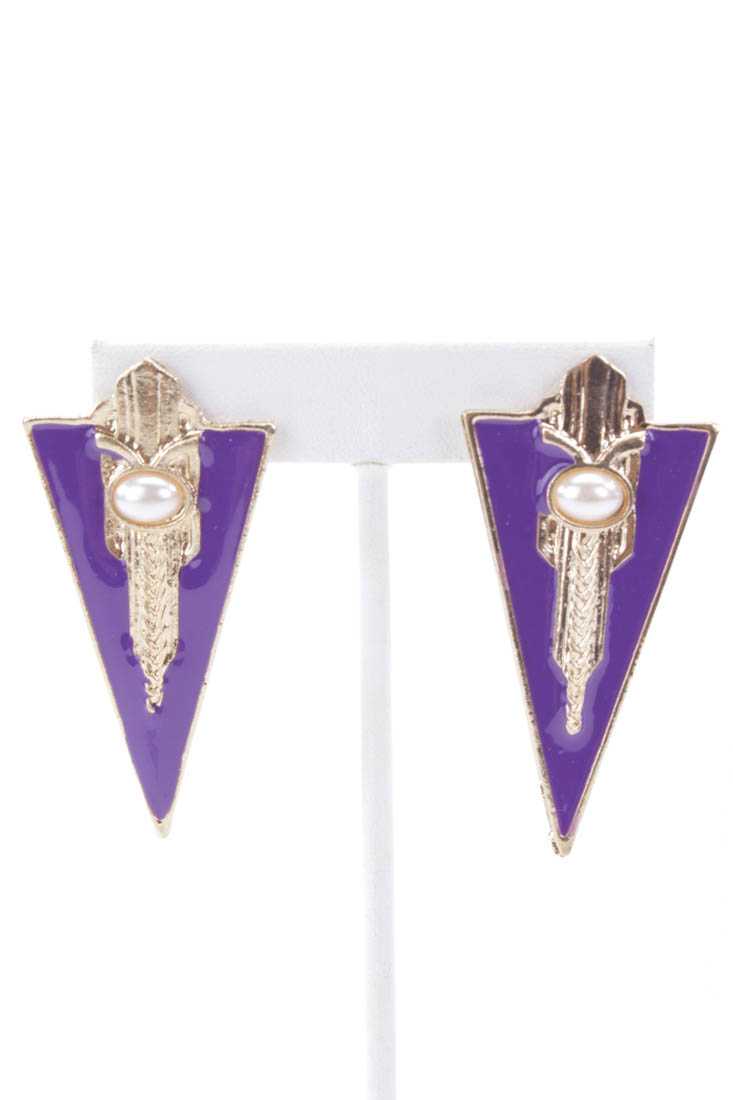 Violet Gold Lacquer Finished High Polish Metal Earrings