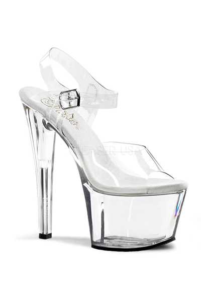 Clear Strappy Peep Toe Platform High Heels