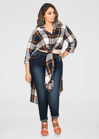 Navy Gold Plaid Duster