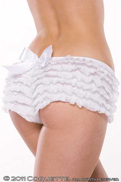White Back Bow Ruffled Shorts