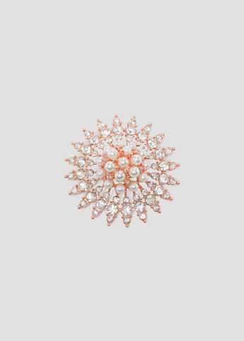 Flower Rhinestone Pearl Brooch