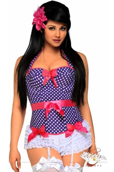 Purple Rockabilly Polka Dot Plus Size Corset