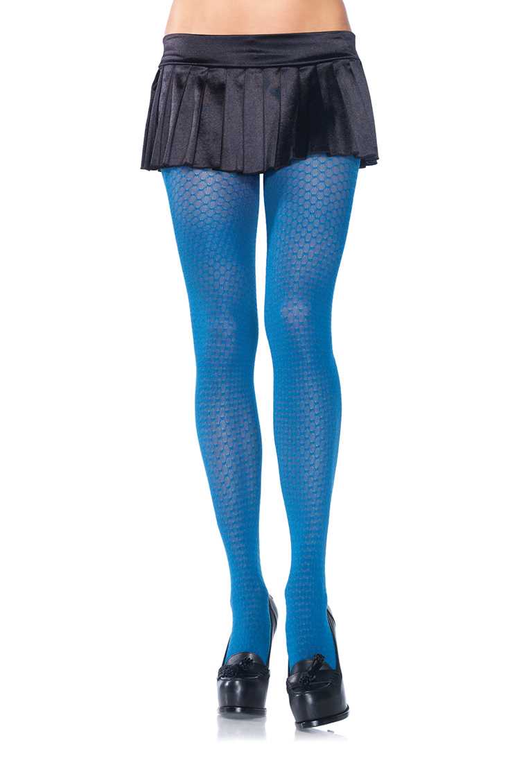 Royal Blue Opaque Honeycomb Knit Tights