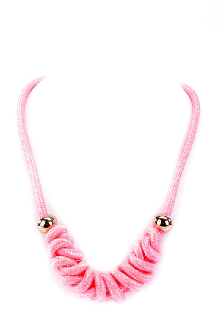 Neon Coral Knotted Rope Necklace