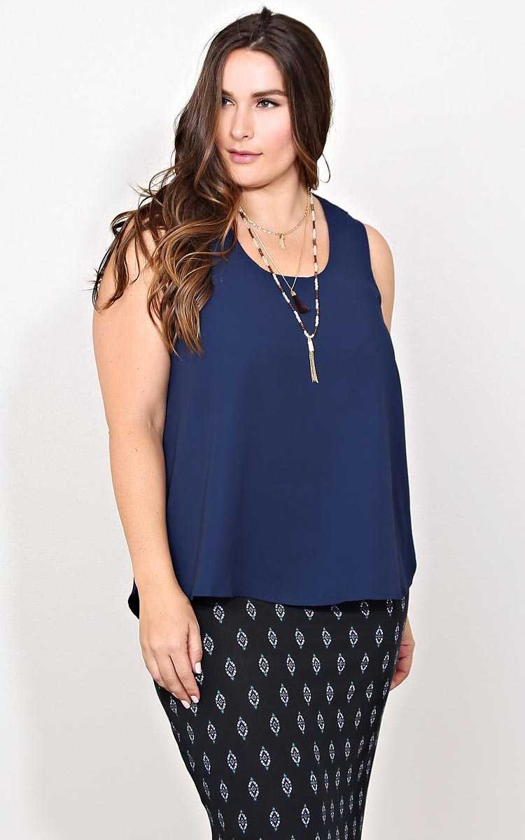 Plus Size Ria Lace Knit Top - Navy in Size by Styles For Less