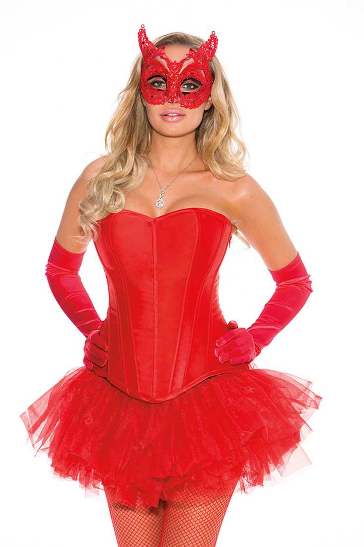 Red Beaded Devil Mask Costume Accessory