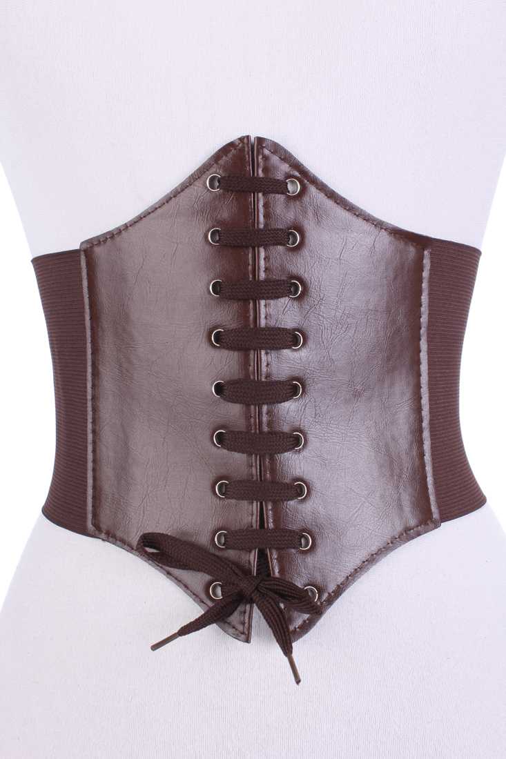 Coffee Spandex Tie Up Corset Design Sexy Summer Belt