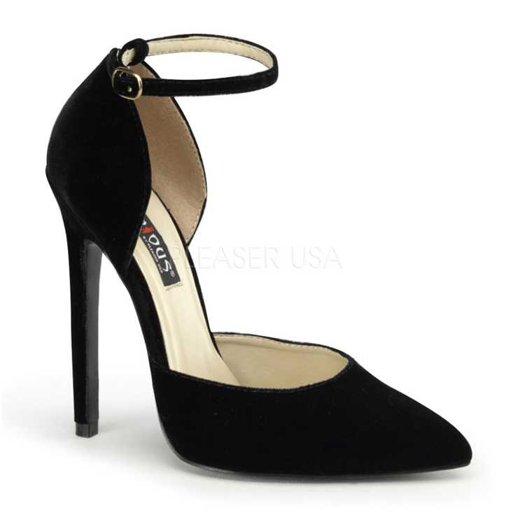 Black Velvet Single Sole Pointed Toe High Heels