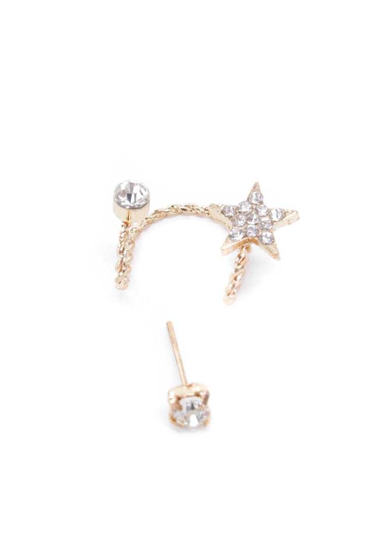 Gold Rhinestone Earring And Cuff Set