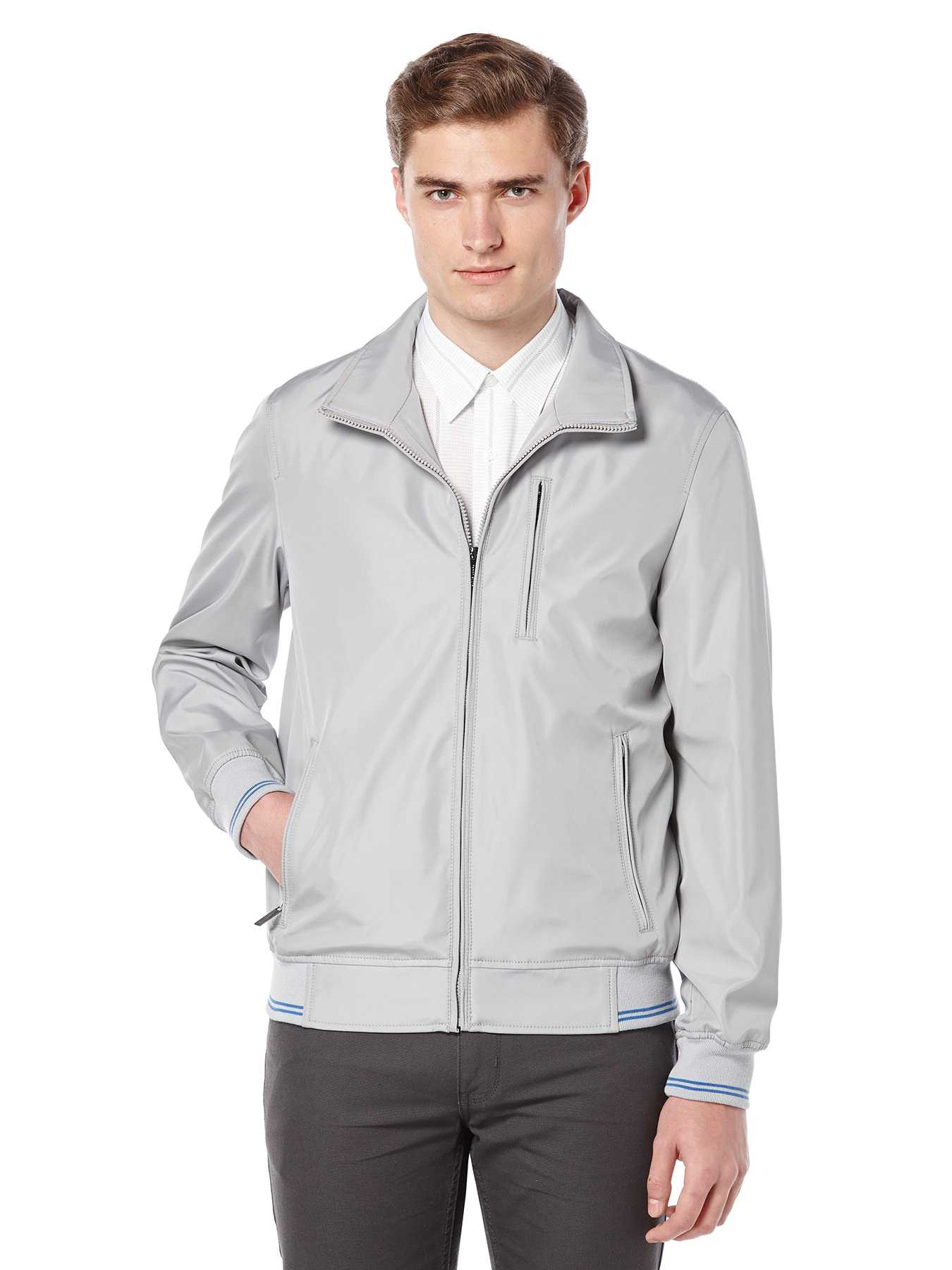 Perry Ellis Lightweight Iridescent Zip Front Jacket