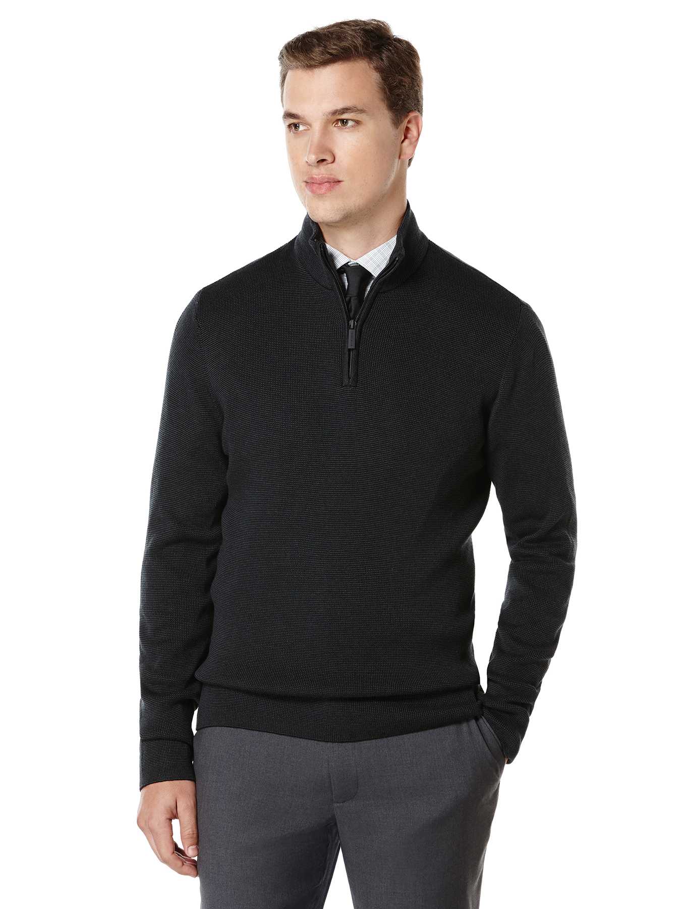 Perry Ellis Long Sleeve Quarter Zip Sweater
