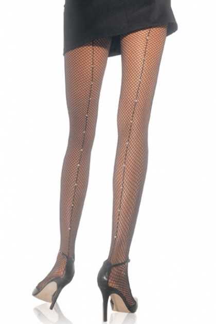 Black Rhinestone Backseam Hosiery