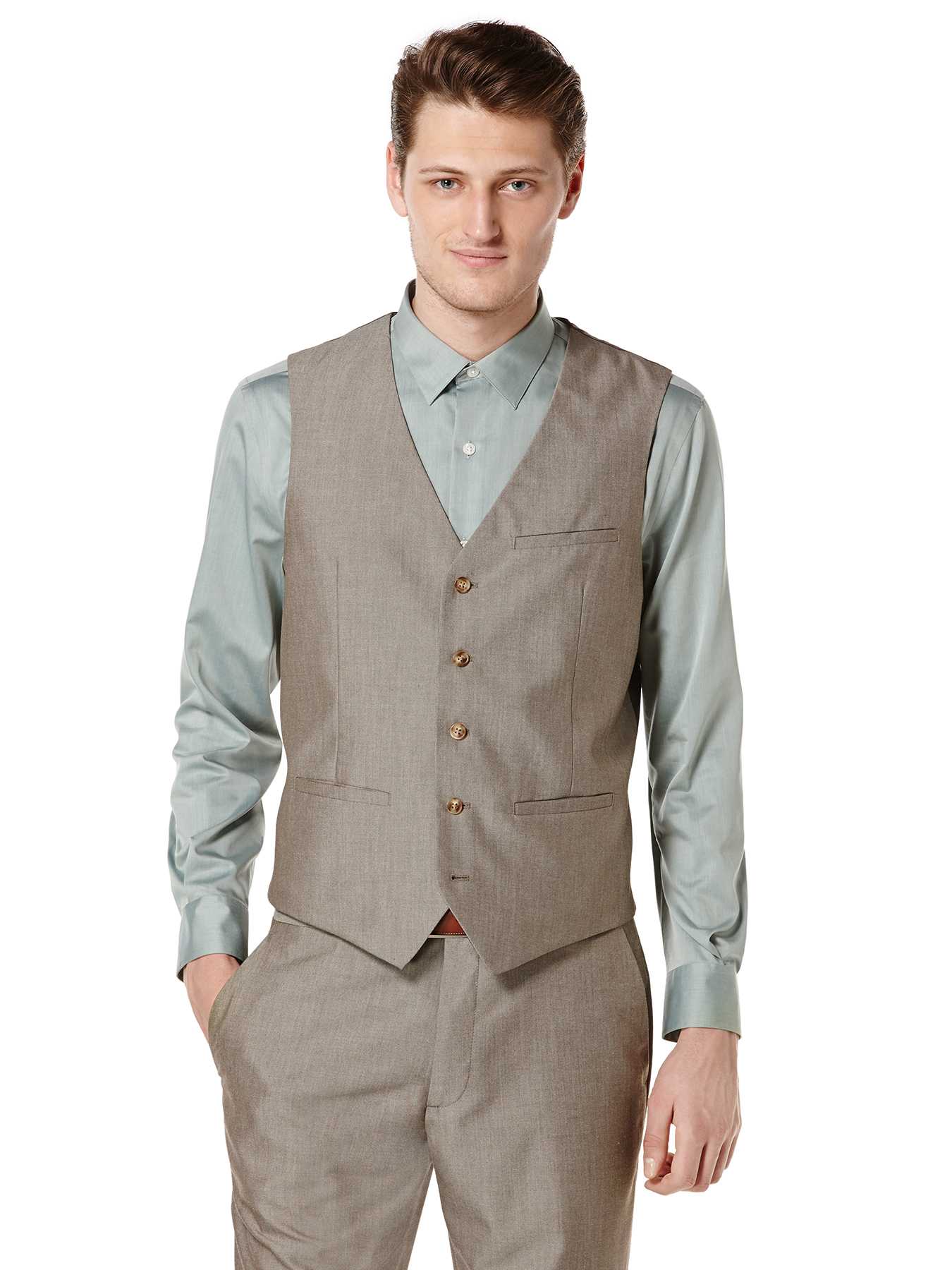 Perry Ellis Sharkskin 5 Button Suit Vest