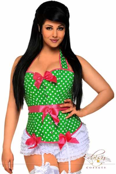 Green Rockabilly Belted Halter Plus Size Corset