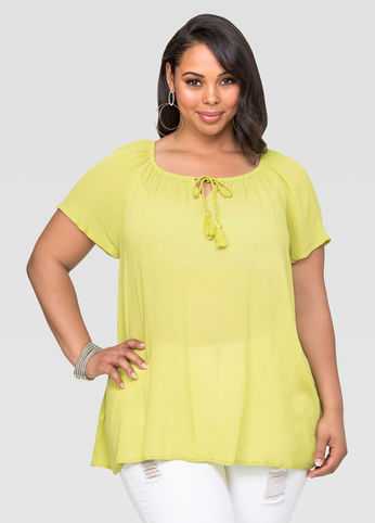 Gauze Keyhole Top