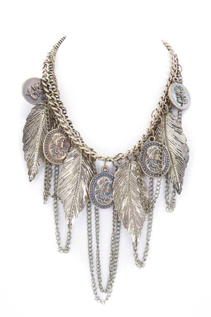 Gold Antique Finished Cascading Necklace