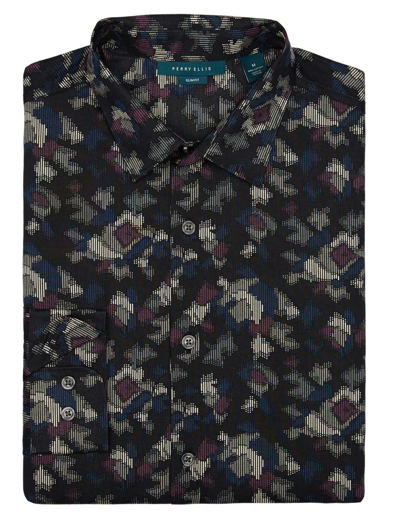 Perry Ellis Big and Tall Multicolor Camo Print Shirt