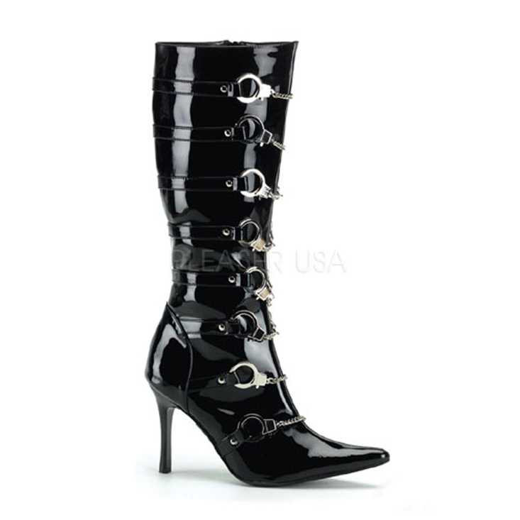 Black Patent Handcuffed Strapped Police Boots