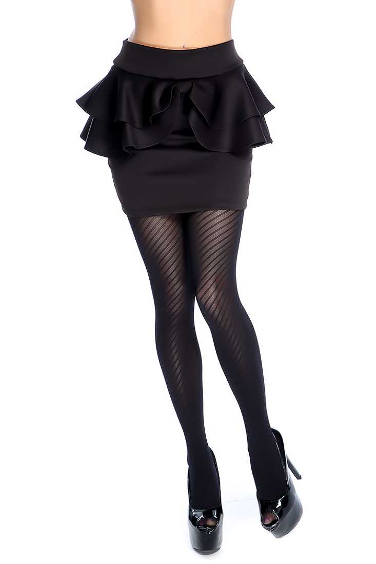 Black Textured Closed Toe Leggings