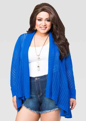 Open Front Pointelle Cardigan