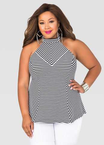 Striped Halter Peplum Top