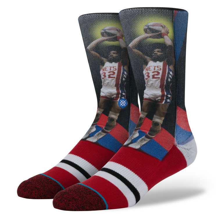 Stance Dr. J - Trading Card Red M NBA LEGENDS Socks