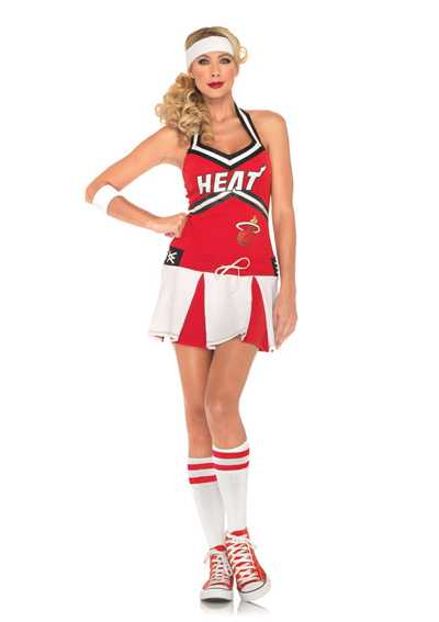 Red White Miami Heat Cheerleader Licensed NBA Costume