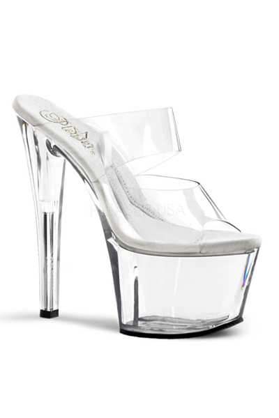 Clear Clear Slip On Tip Jar Platform High Heels