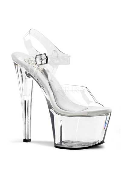 Clear Clear Strappy Tip Jar Platform High Heels