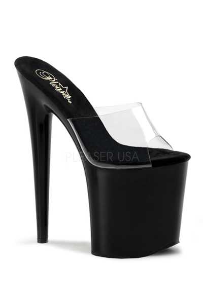 Clear Black Slip On Platform High Heels