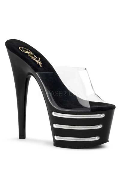 Clear Black Light Blue UV Tube Platform High Heels
