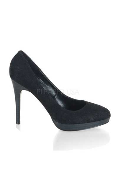 Black Satin Lace Pump High Heels