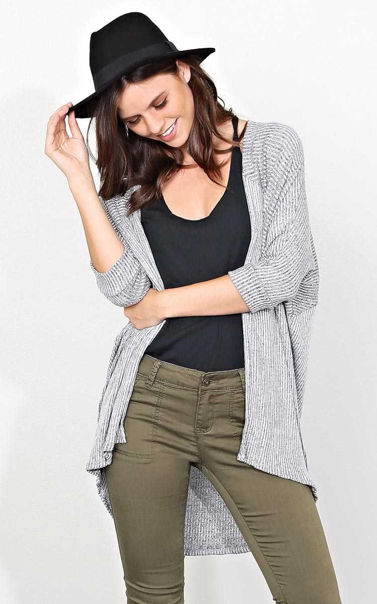 Saturday Morning Rib Knit Wrap - - Grey Combo in Size by Styles For Less