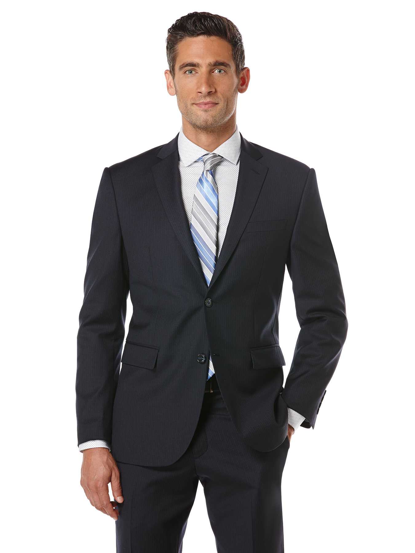 Perry Ellis Modern Fit Navy Stripe Suit Jacket