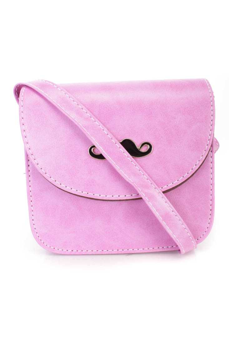 Fuchsia Mustache Pendant Faux Leather Mini Handbag