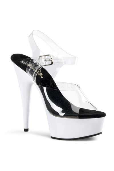 Clear Neon White UV Platform High Heels