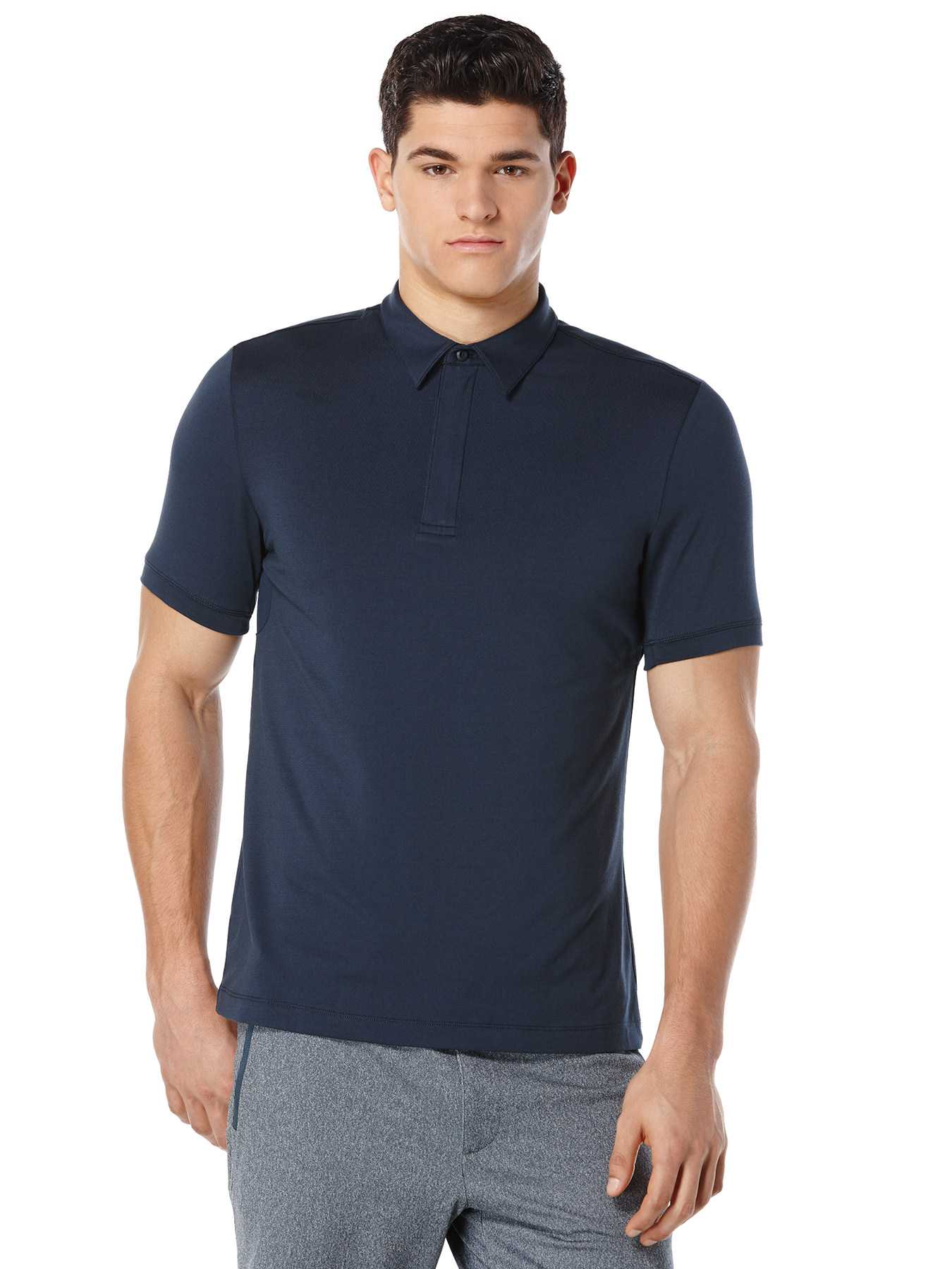 Perry Ellis Solid Zip Collar Active Polo