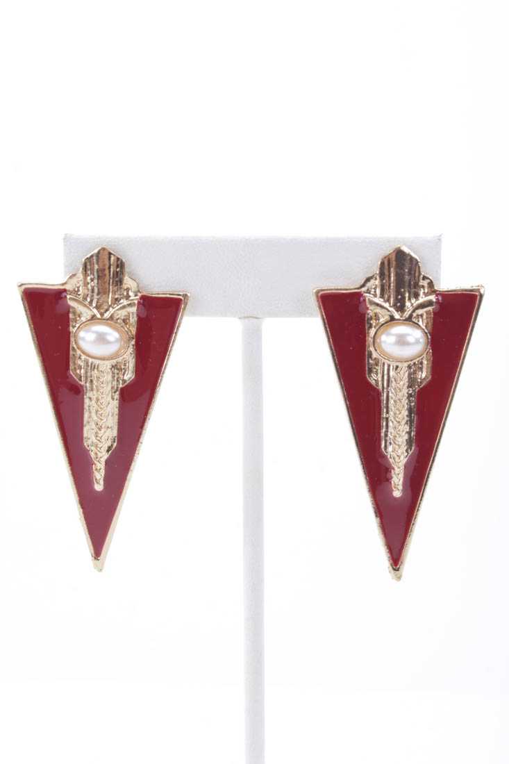 Wine Gold Lacquer Finished High Polish Metal Earrings