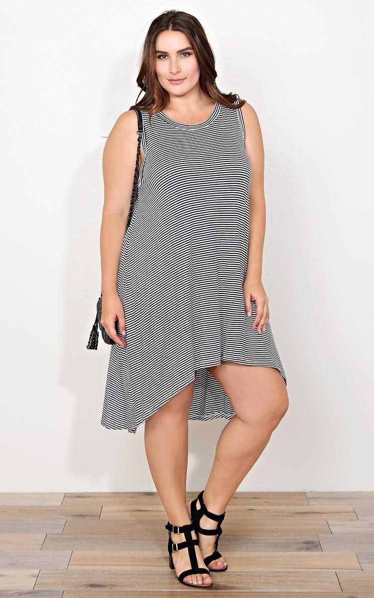 Plus Size Essential Striped Swing Dress - Navy Combo in Size 2X by Styles For Less