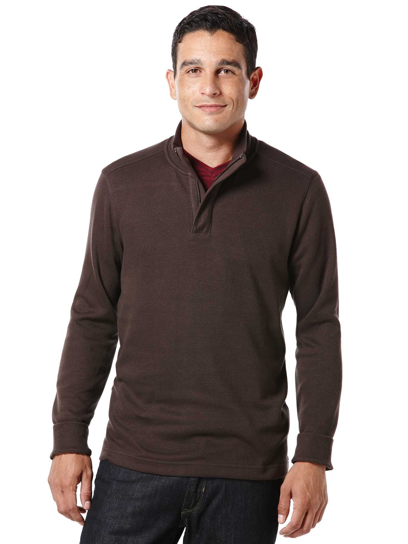 Perry Ellis Long Sleeve Quarter Zip Ribbed Knit