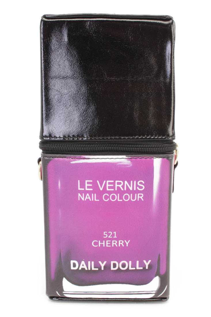 Purple Black Nail Polish Design Faux Leather Handbag