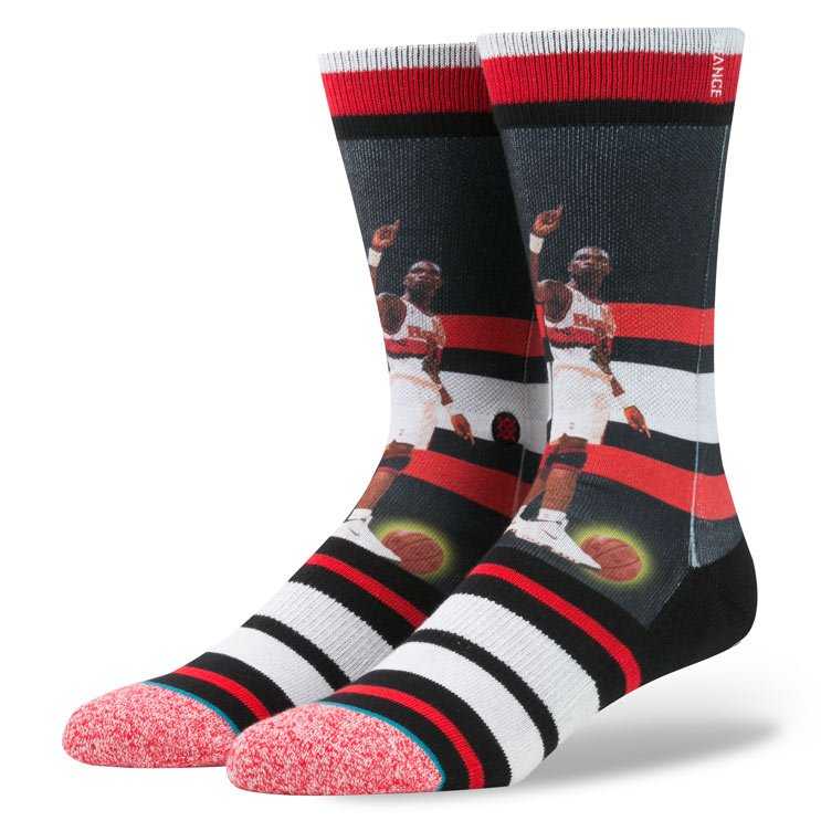 Stance Dikembe Mutombo - Trading Card RED L/XL NBA Legends Socks