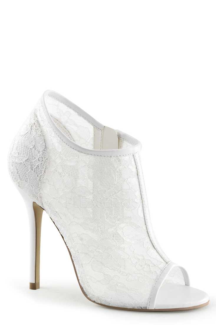 Ivory Peep Toe Single Sole Booties Lace