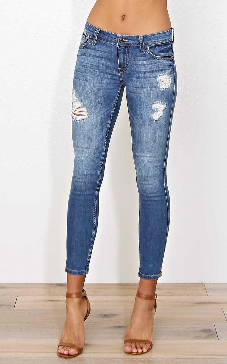 EUNINA Alexis Denim Skinny Jeans - Med Destroyed in Size by Styles For Less