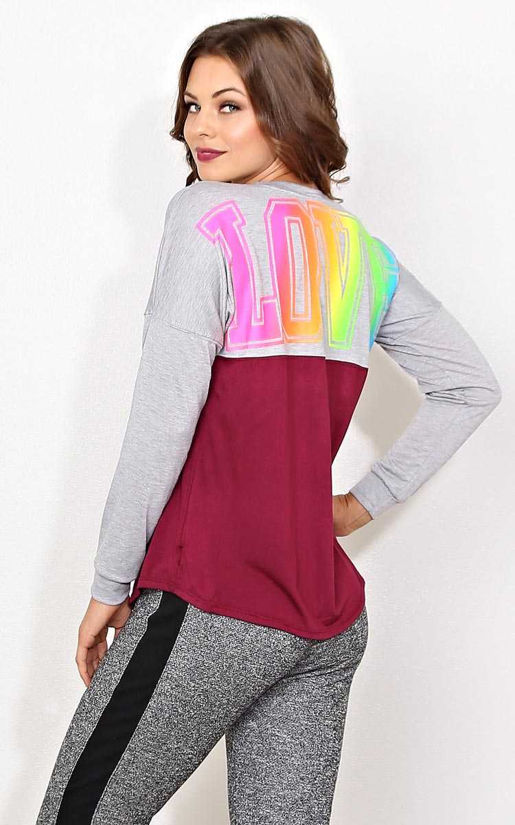 Love In All Colors Knit Top - - Wine Combo in Size by Styles For Less