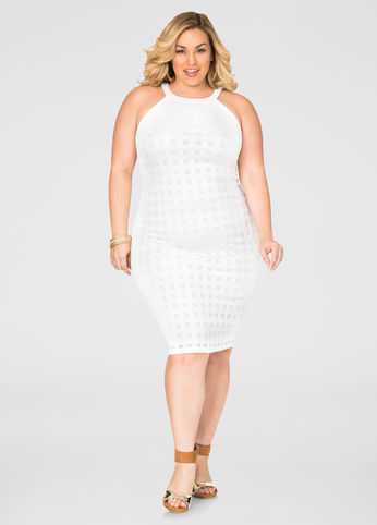 Windowpane Halter Sheath Dress