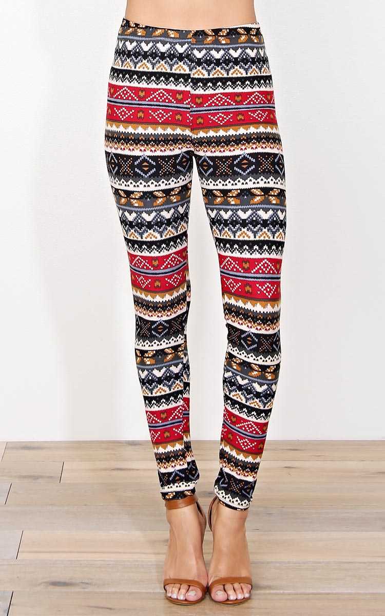 Winter Warmth Knit Leggings - N/S - Black Combo by Styles For Less
