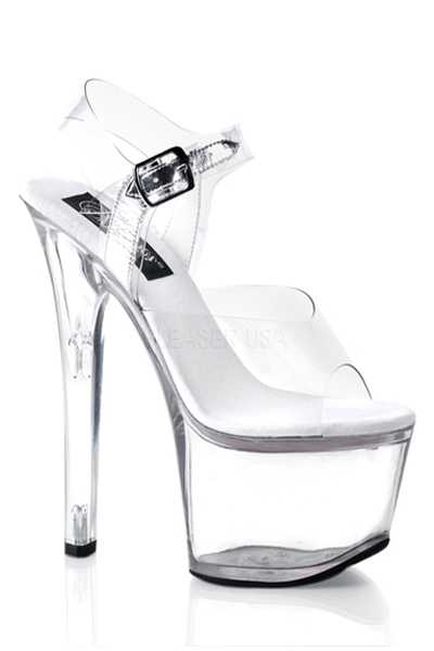 Clear Patent Peep Toe Ankle Buckle High Platform Heels