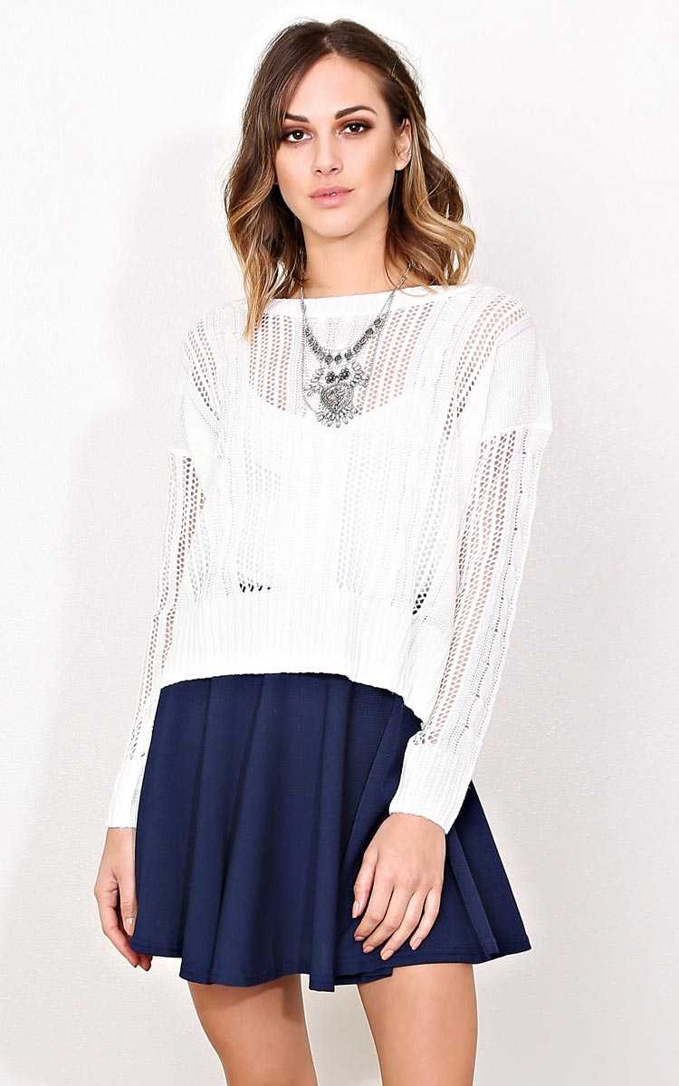 Snow Angel Cable Knit Sweater - - Ivry/Natrl in Size by Styles For Less
