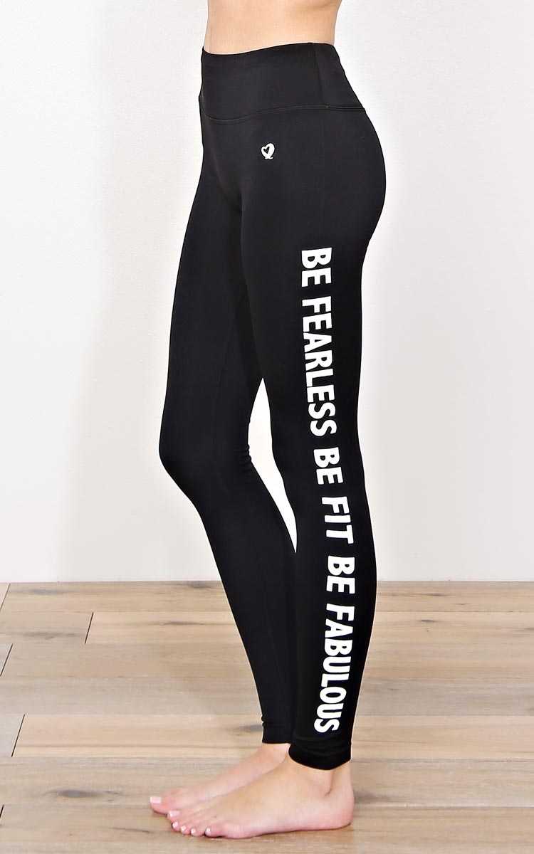 BE FIT BE FABULOUS Performance Leggings - LGE - Black/White in Size Large by Styles For Less